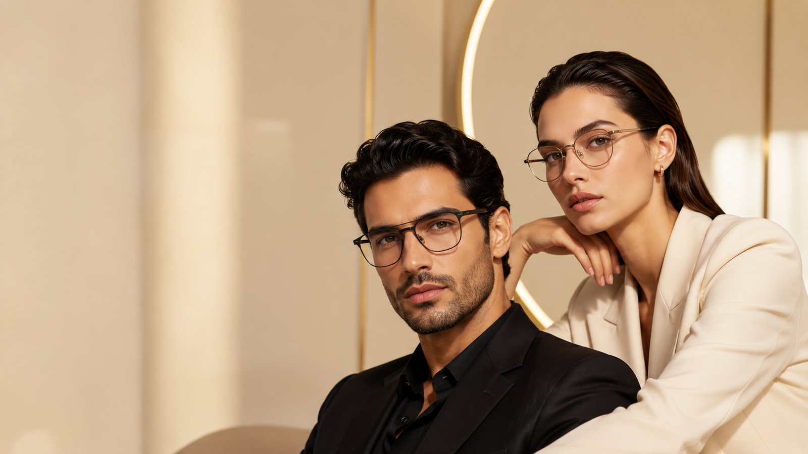 Premium male and female eyewear models at Pure Optics